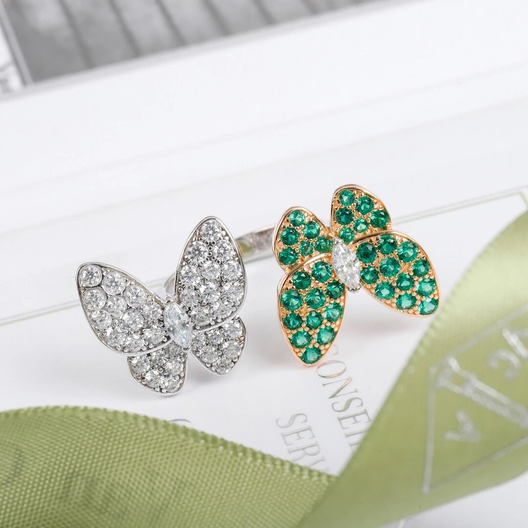Design Butterfly Pavé Diamond Ring Set Silver Jewelry - 4