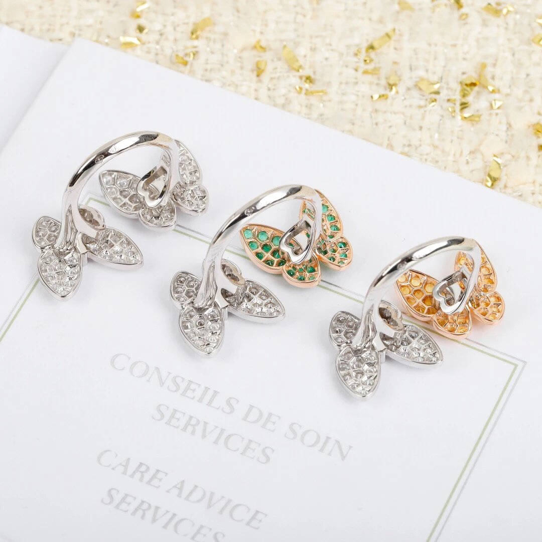 Design Butterfly Pavé Diamond Ring Set Silver Jewelry - 8