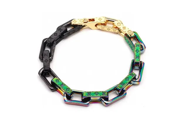 Louis Vuitton Chain Link Bracelet Red and Silver Jewelry - 12