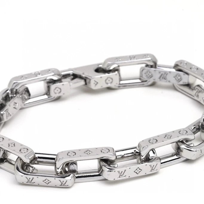 Louis Vuitton Chain Link Bracelet Silver Metal Jewelry