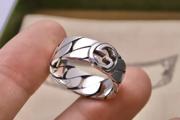 Gucci Interlocking G Chain Ring Silver Jewelry - 8