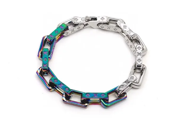 Louis Vuitton Chain Link Bracelet Red and Silver Jewelry - 14