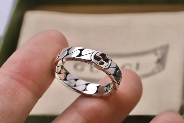 Gucci Interlocking G Chain Ring Silver Jewelry - 9