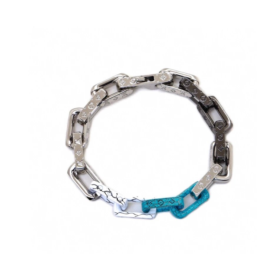 Louis Vuitton Chain Link Bracelet Multicolor Metal and Leather Bracelet Jewelry