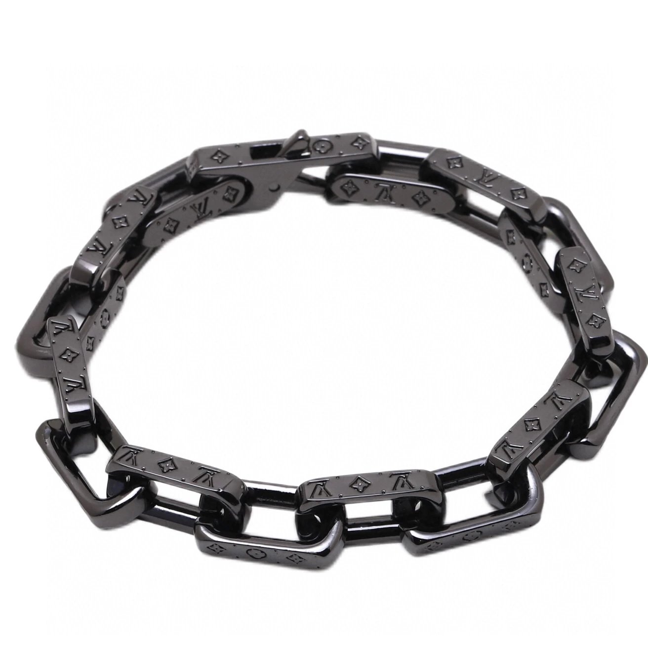 Louis Vuitton Chain Link Bracelet Black Metal Jewelry