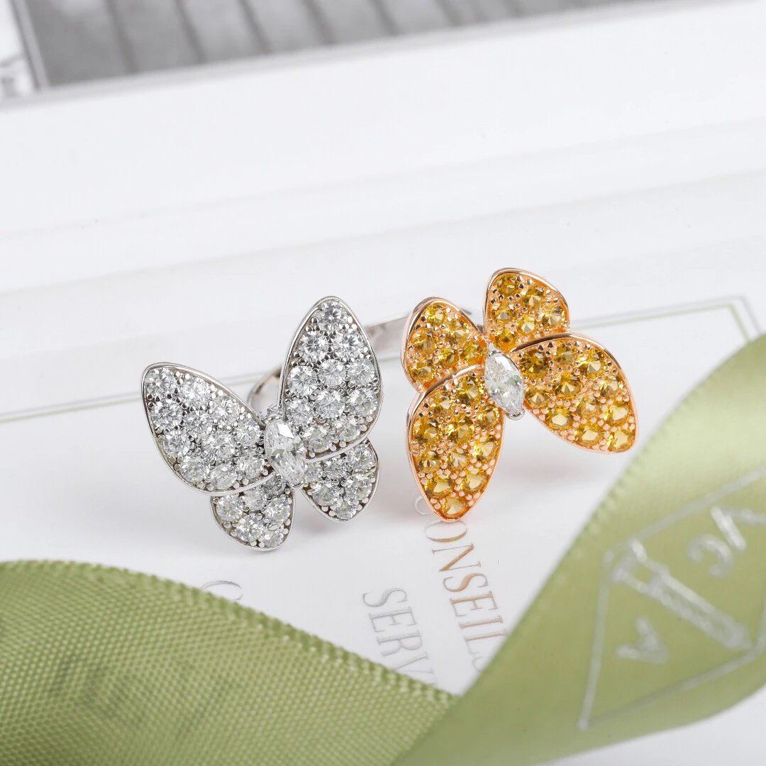 Design Butterfly Pavé Diamond Ring Set Silver Jewelry - 3