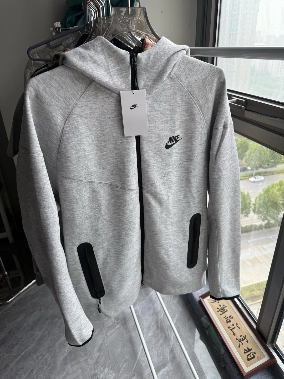 In Stock Premium Wind Walker Jacket - High Version with YKK Zipper, Real Photos, Size Chart in Second Image - Red Silicone Inner Label, Double-Layer Hood, Heat Transfer Print