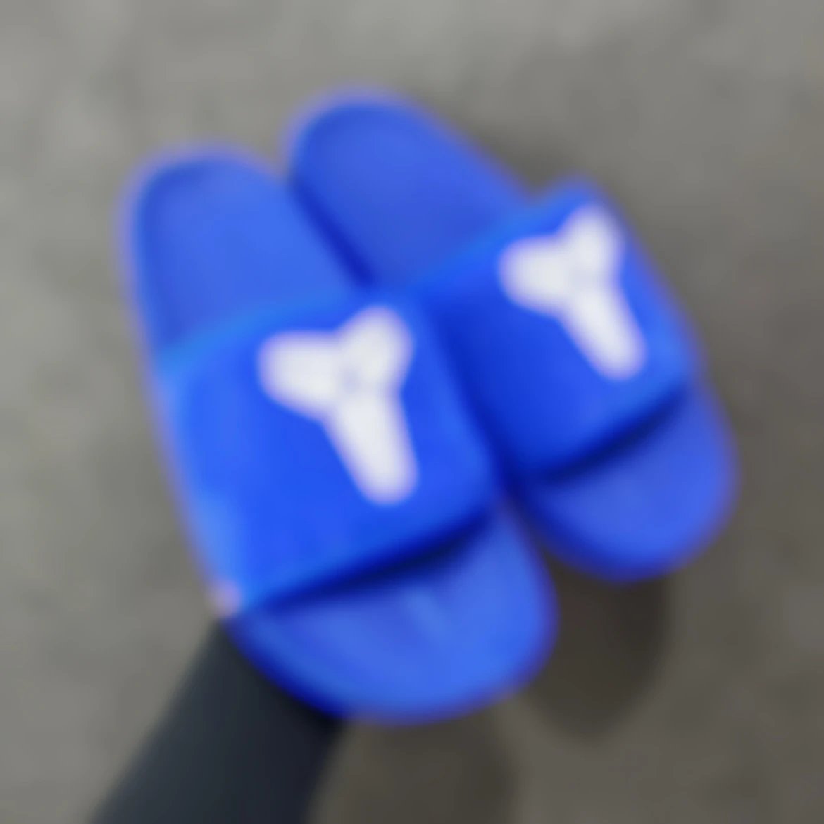 Blue Slippers with White Logo
