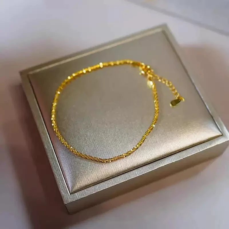 Sparkling Bracelet Women's Light Luxury Niche Design Broken Gold Bracelet Temperament 2025 Summer New Trendy Bracelet 24k Gold Plated