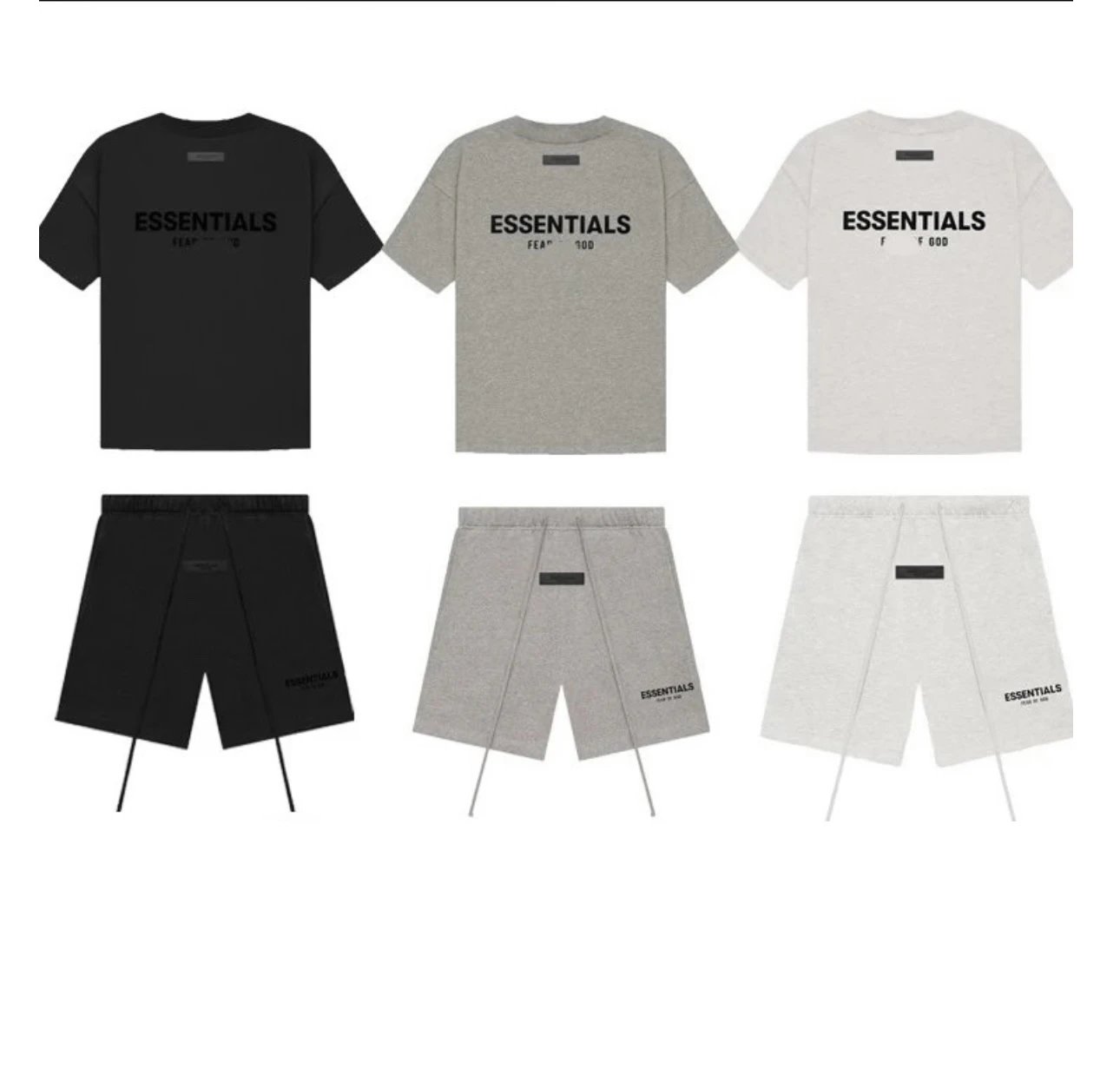 FOG Double Line ES Short Sleeve High Street American Loose Couple Trendy Brand Men's and Women's Pure Cotton T-shirt High Quality