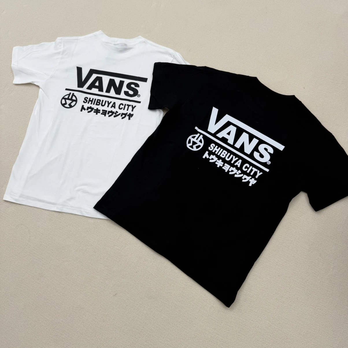 In Stock Same-Day Shipping Vans Shibuya Limited Edition Short Sleeve 240g Pure Cotton Screen Print Essential for Commute Summer