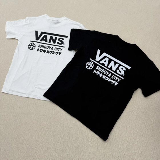 In Stock Same-Day Shipping Vans Shibuya Limited Edition Short Sleeve 240g Pure Cotton Screen Print Essential for Commute Summer