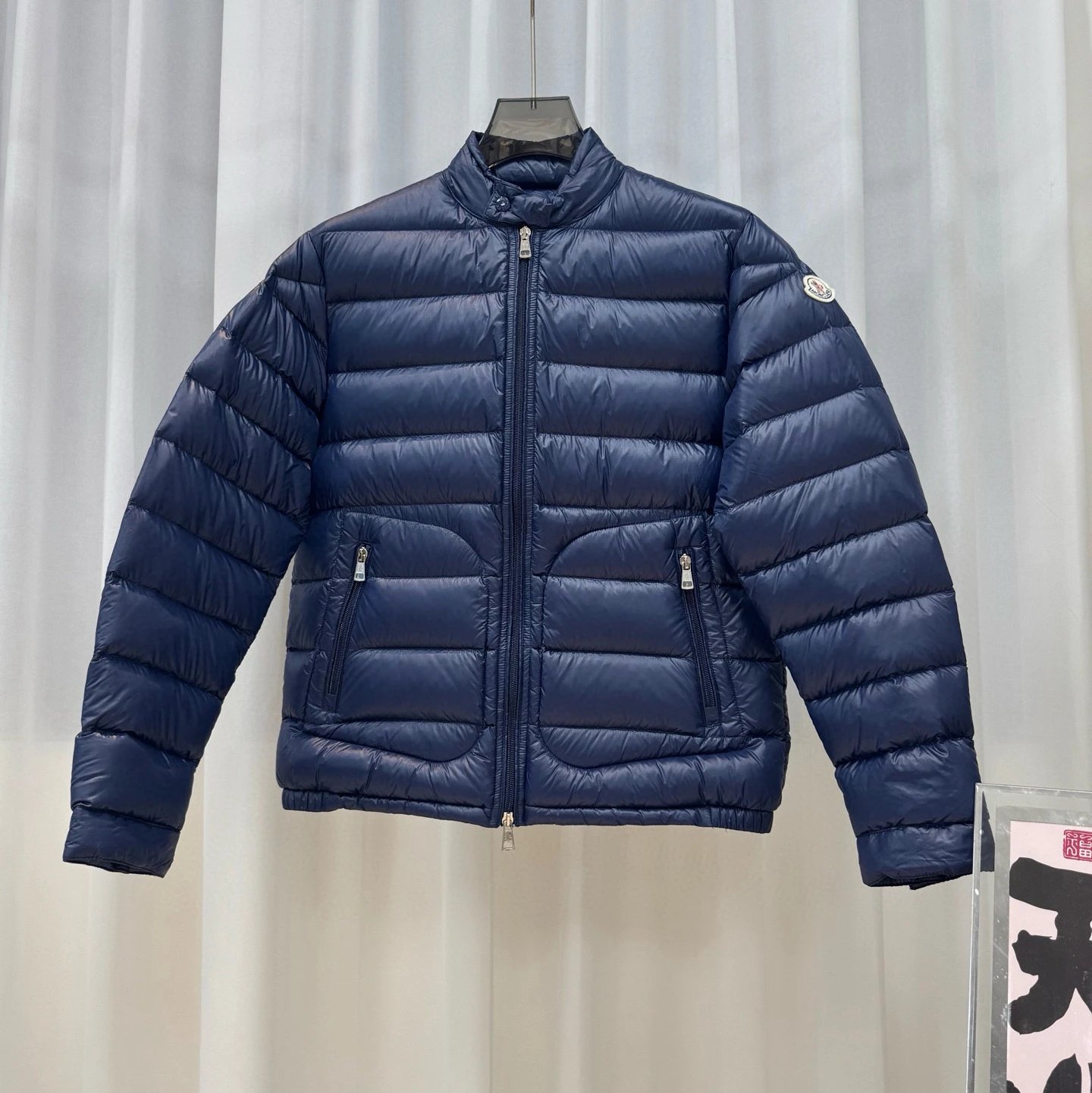 蒙口立领深蓝色