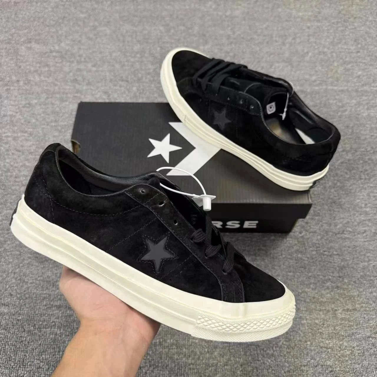 Converse One Star Pro Black Suede Cream Sole Sneakers Skateboard Shoes
