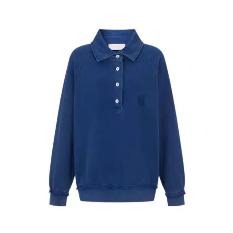 Vintage Wash Letter Polo Sweatshirt photo 4