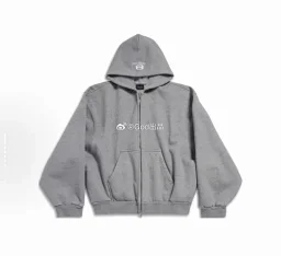 thumbnail for In stock Godfamily|BAL gray kilogram extra thick double-ring embroidered zipper sweatshirt jacket