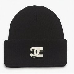 Ye Jie MADE Winter Cold Hat Ceiling Small Fragrant Cashmere Wool Towel Double C Embroidery Seamless Splicing Knitted Hat