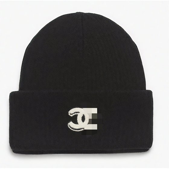 Ye Jie MADE Winter Cold Hat Ceiling Small Fragrant Cashmere Wool Towel Double C Embroidery Seamless Splicing Knitted Hat