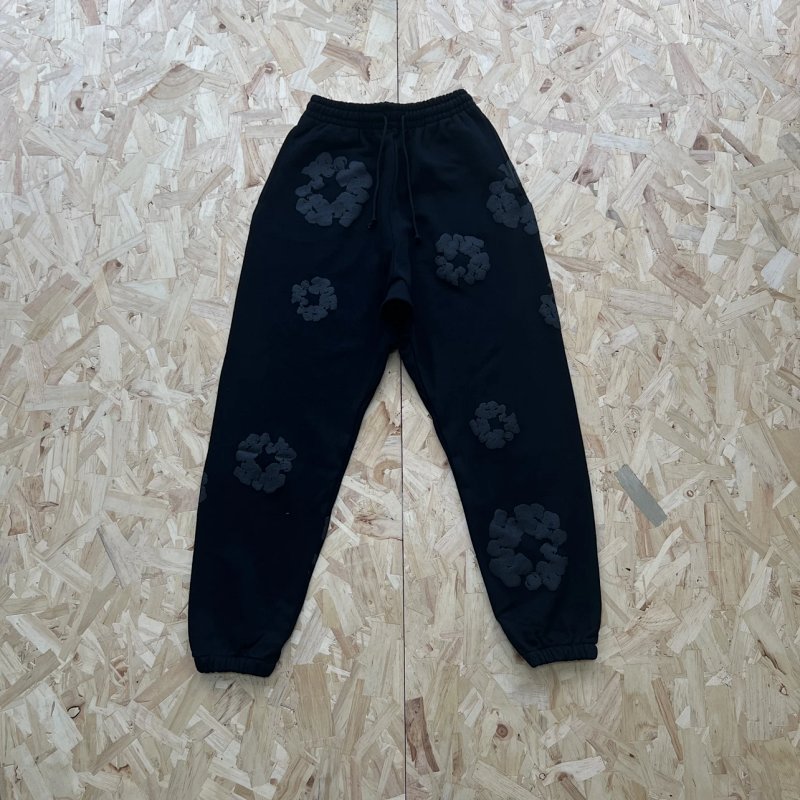 DENIM TEARS COTTON WREATH SWEATPANT-BLACK  黑色黑印花长裤 DT-32