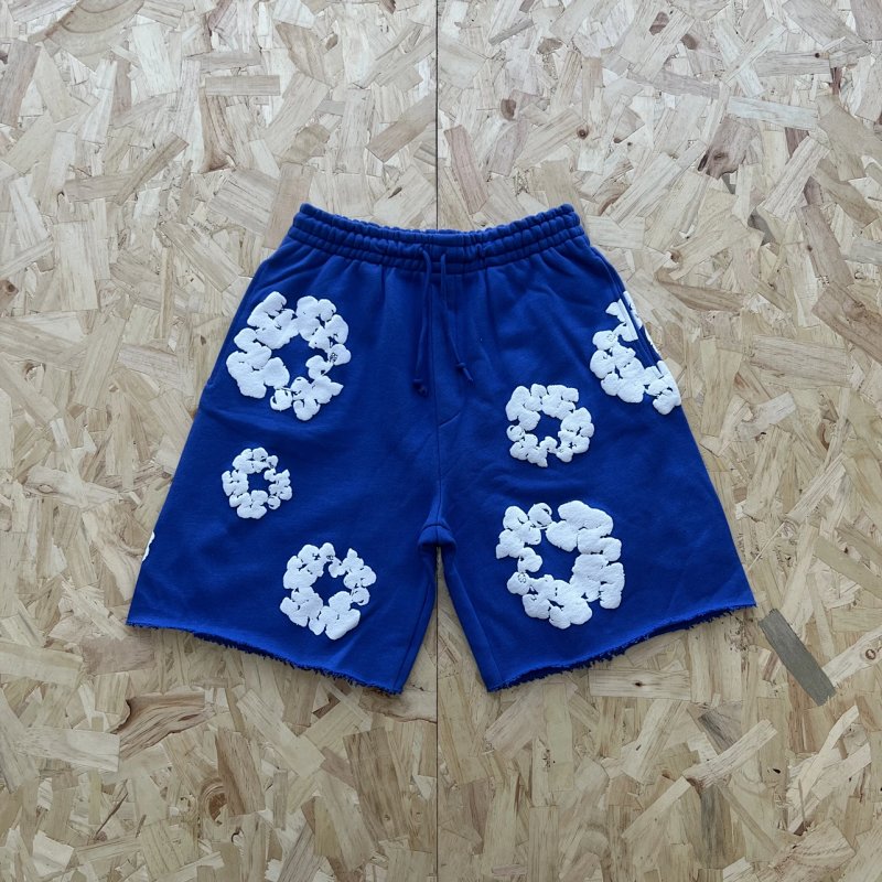 DENIM TEARS COTTON WREATH SHORT-BLUE  蓝色白印花短裤 DT-18