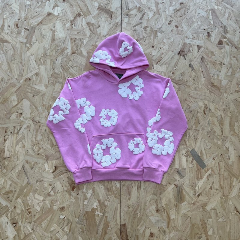 DENIM TEARS COTTON WREATH HOODIE-PINK 粉色白印花卫衣 DT-4
