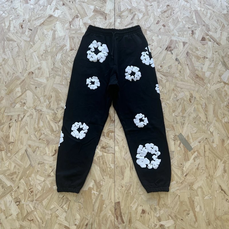 DENIM TEARS COTTON WREATH SWEATPANT-BLACK-WHITE 黑色白印花长裤 DT-2