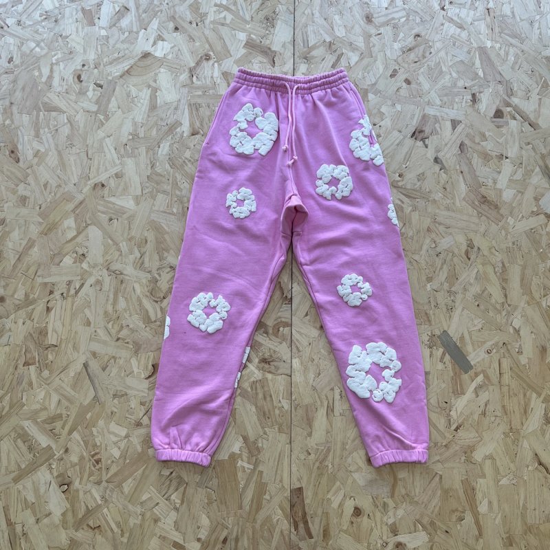 DENIM TEARS COTTON WREATH SWEATPANT-PINK 粉色白印花长裤 DT-5