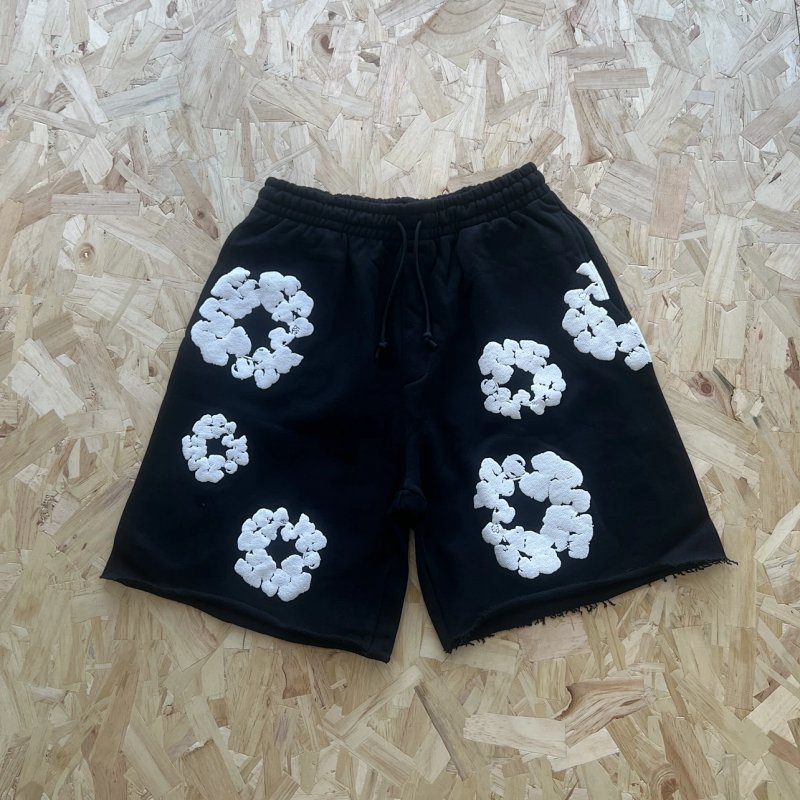 DENIM TEARS COTTON WREATH SHORT-BLACK-WHITE 黑色白印花短裤 DT-3