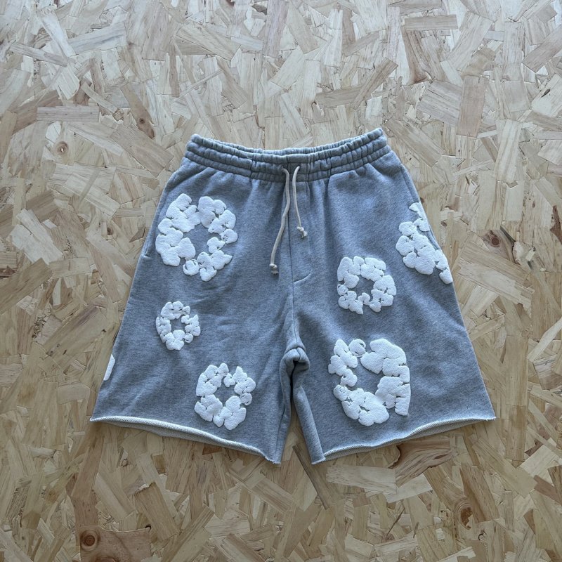 DENIM TEARS COTTON WREATH SHORT-GREY 麻灰白印花短裤 DT-12