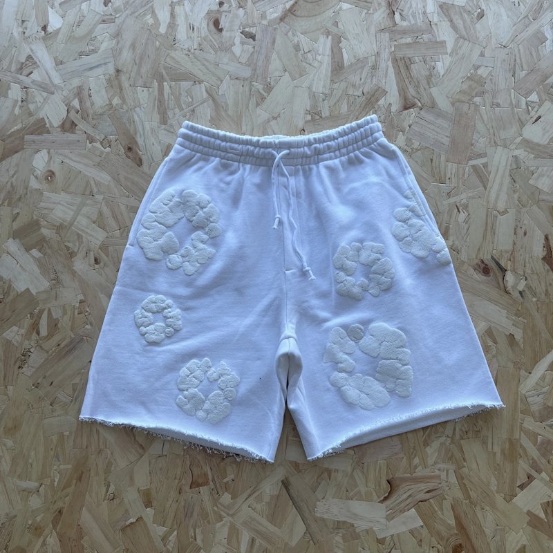 DENIM TEARS WHITE MONO ALL OVER WREATH SHORTS-WHITE 白色白印花短裤 DT-9