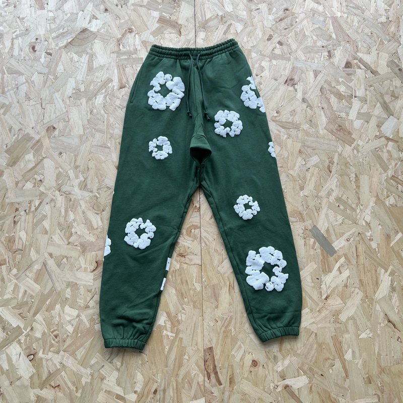 DENIM TEARS COTTON WREATH SWEATPANT-GREEN 绿色白印花长裤 DT-26