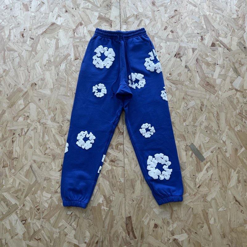 DENIM TEARS COTTON WREATH SWEATPANT-BLUE 蓝色白印花长裤 DT-17