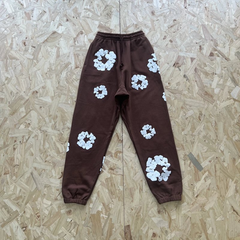 DENIM TEARS COTTON WREATH SWEATPANT-BROWN 棕色白印花长裤 DT-14