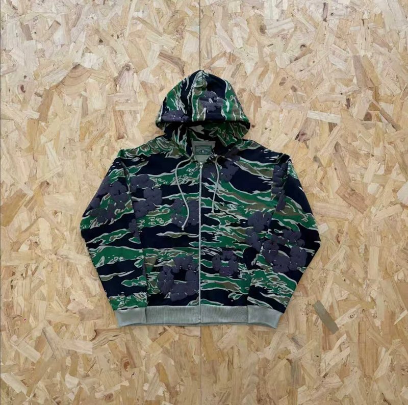 DENIM TEARS CAMO WREATH ZIP HOODIE - TIGER CAMO  军绿迷彩拉链衫 DT-43
