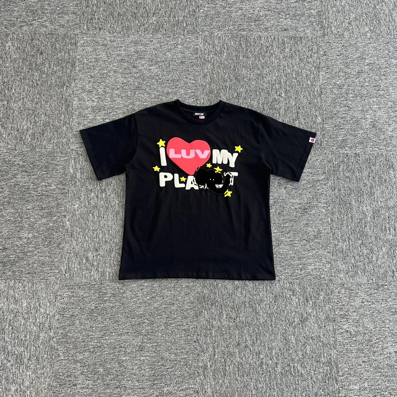 Luv My Planet T-shirt-Midnight Black 爱心印花 黑色短袖 BPM-53