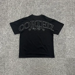 thumbnail for Black print on the back and shoulder black short sleeves C-136