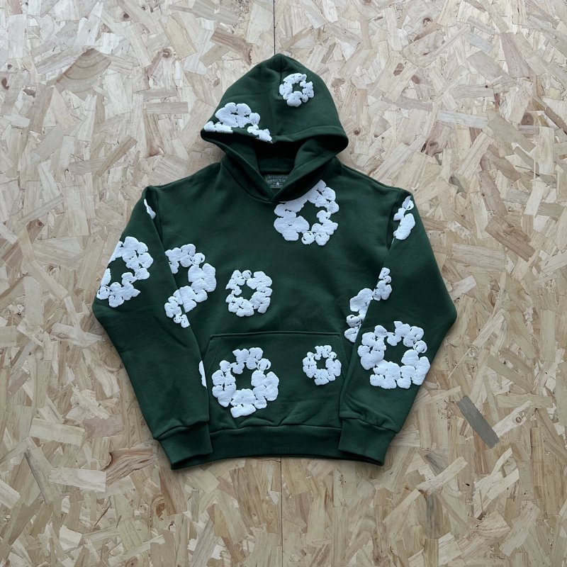 DENIM TEARS COTTON WREATH HOODIE-GREEN 绿色白印花卫衣 DT-25