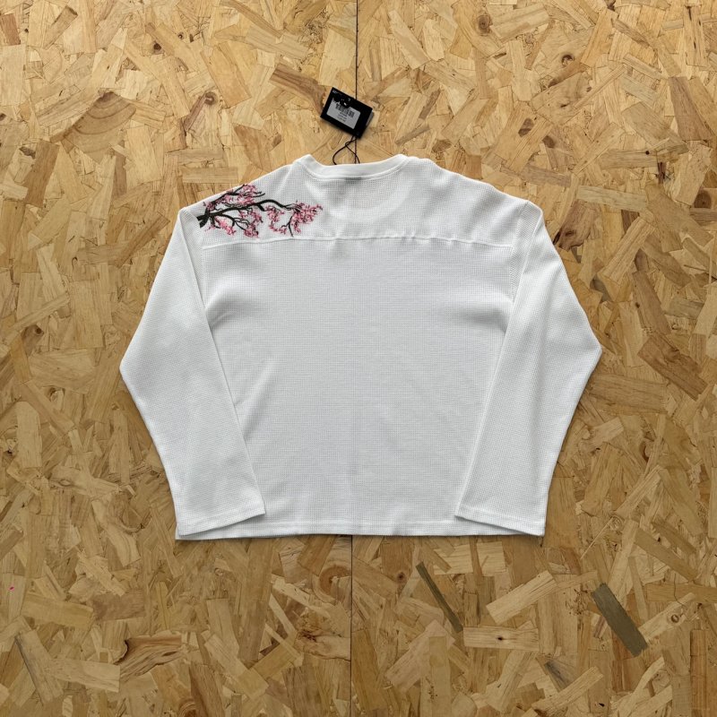 cny Blossom waffle Longsleeve white 花朵刺绣 白色华夫格长袖  DS-1
