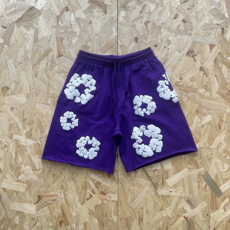 DENIM TEARS COTTON WREATH SHORT-PURPLE  紫色白印花短裤 DT-24