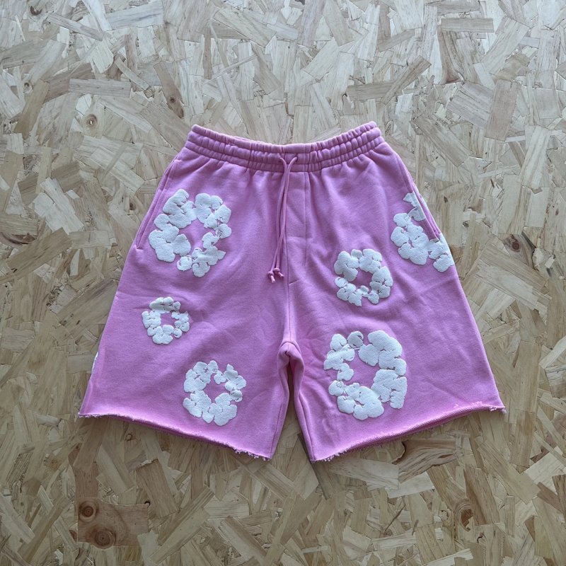 DENIM TEARS COTTON WREATH SHORT-PINK 粉色白印花短裤 DT-6