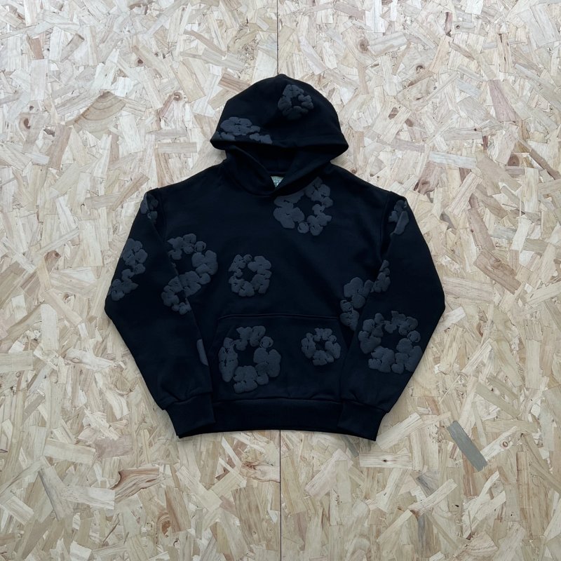 DENIM TEARS COTTON WREATH HOODIE-BLACK 黑色黑印花卫衣 DT-31