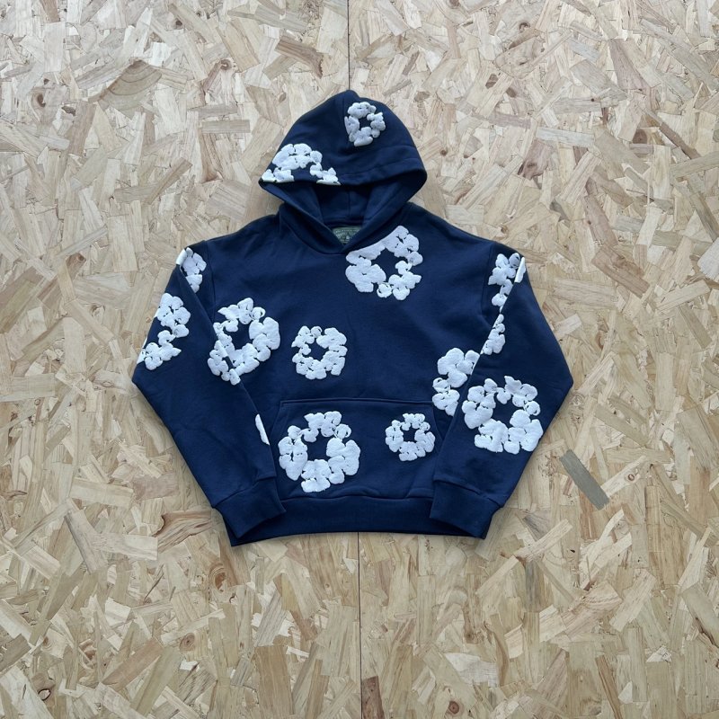 DENIM TEARS COTTON WREATH HOODIE-NAVY 藏青白印花卫衣 DT-28