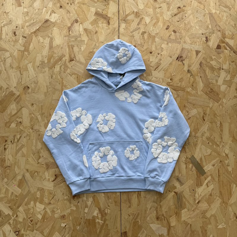 DENIM TEARS MONO COTTON WREATH SWEATSHIRT-BLUE 浅蓝色面料白色发泡印花卫衣 DT-34