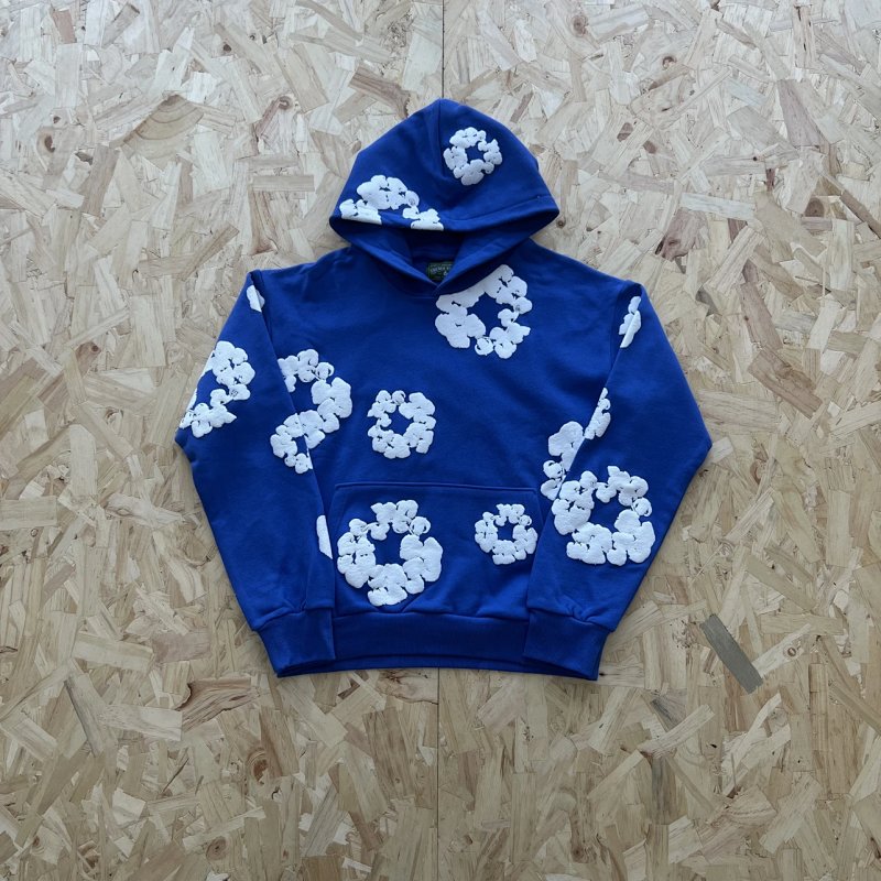 DENIM TEARS COTTON WREATH HOODIE-BLUE 蓝色白印花卫衣 DT-16