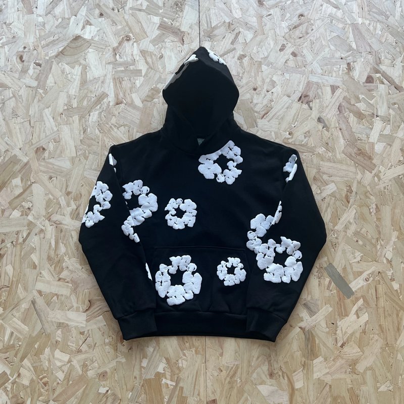 DENIM TEARS COTTON WREATH HOODIE-BLAKC/WHITE 黑色白印花卫衣 DT-1