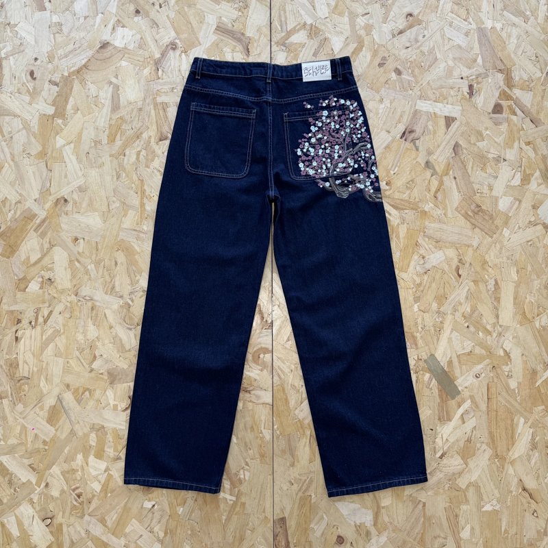 cny  Derschutze "blossom" selvedge Denim  花开绣花 牛仔裤 深蓝色 DS-5