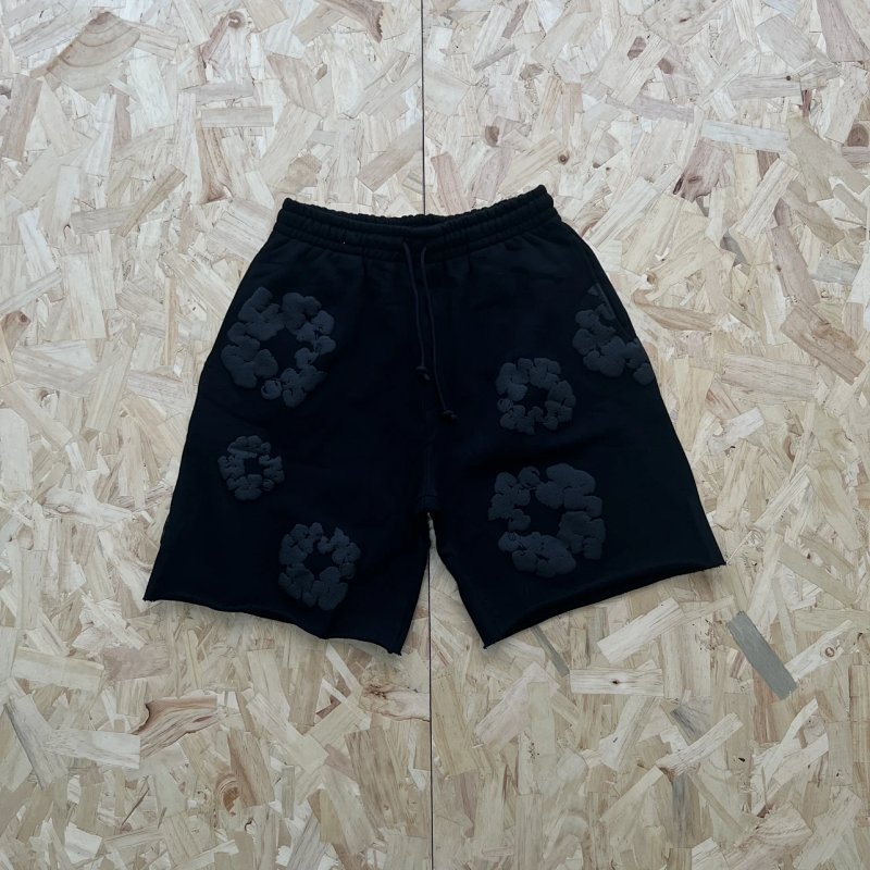 DENIM TEARS COTTON WREATH SHORT-BLACK  黑色黑印花短裤 DT-33