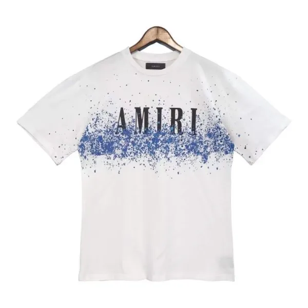 Amiri Splatter Print Logo T-Shirt White - 1