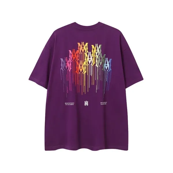 Maison Margiela x MM6 Maison Margiela Rainbow Drip Logo Purple Oversized T-Shirt - 1