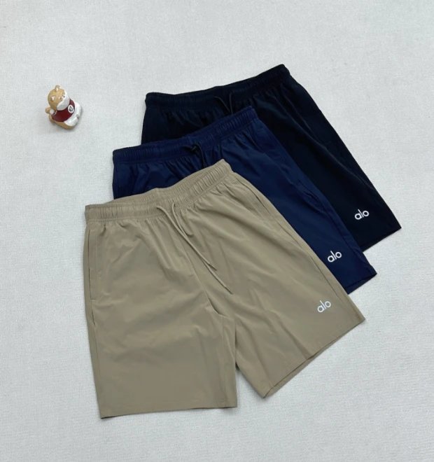 Alo Yoga Shorts Navy Blue and Khaki Athletic Lounge Shorts